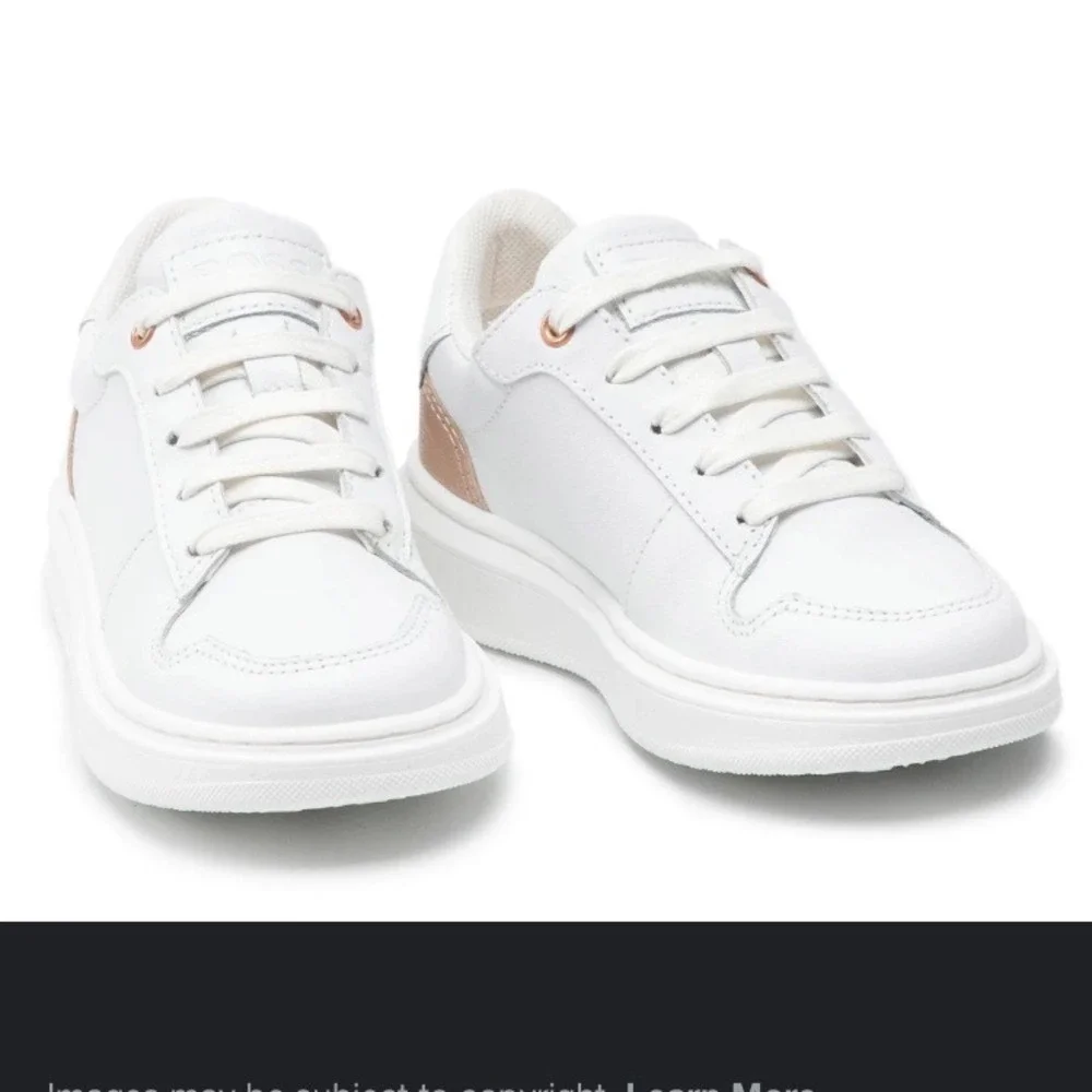 Boss Girls White & Gold Leather Trainers leather kids girls Sneakers‎  size 4